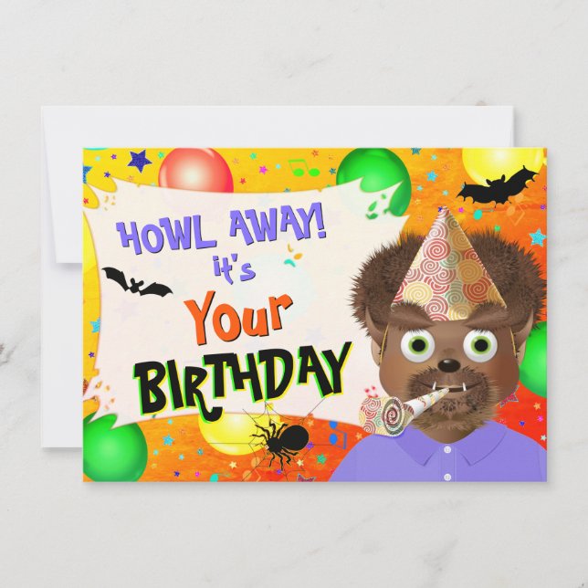 Halloween Werewolf Monster Birthday Card (Front)