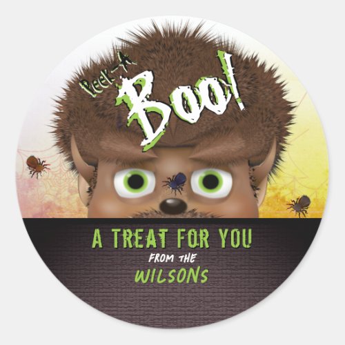 Halloween Werewolf Monster Peek A Boo Classic Round Sticker