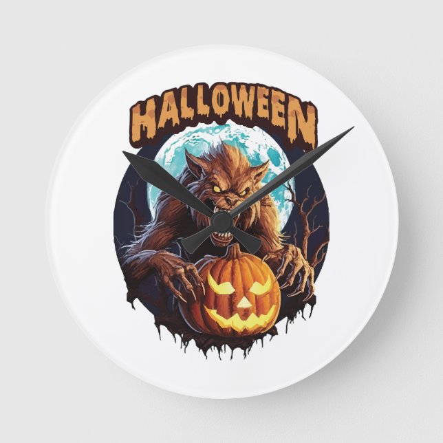 Halloween Werewolf Round Clock (Front)