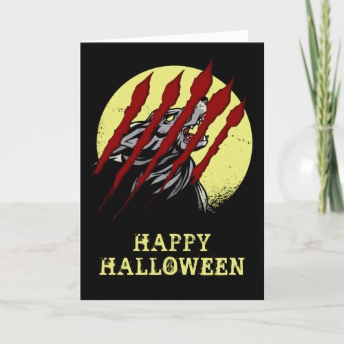 Halloween Werewolf Scary Howling Wolf Card