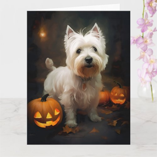 Halloween West Highland White Terrier Pumpkins Card