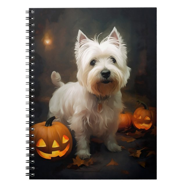 Halloween West Highland White Terrier Pumpkins Notebook (Front)