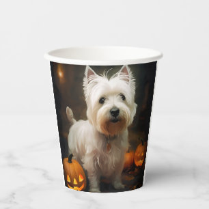 Halloween West Highland White Terrier Pumpkins Paper Cups