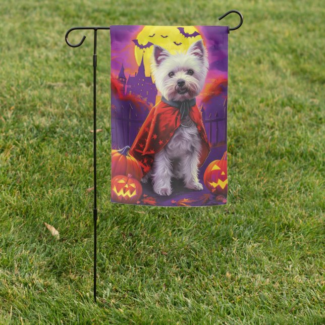 Halloween West Highland White Terrier Scary Garden Flag (In SItu)