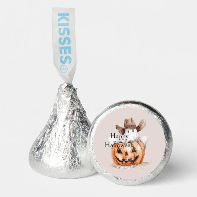 Halloween Western Brown Cowboy Ghost Pumpkin Hershey®'s Kisses® (Front)