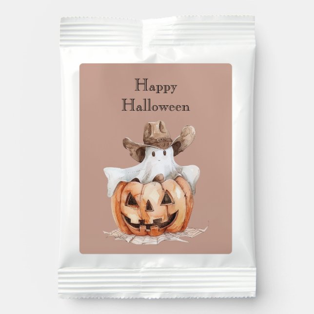 Halloween Western Brown Cowboy Skeleton Hot Chocolate Drink Mix (Front)