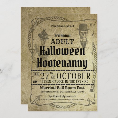 Halloween Western Costume Ball Event Invitation