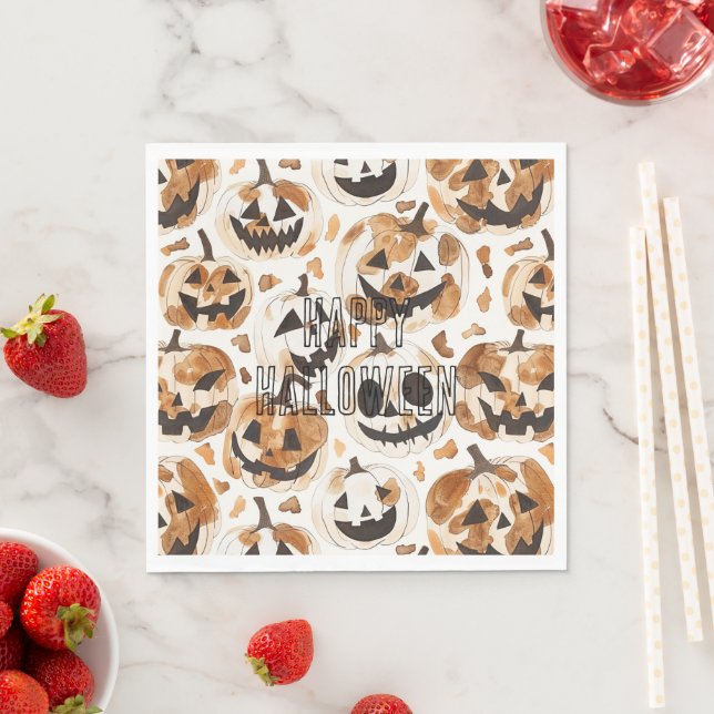 Halloween Western Cowboy Cowgirl Pumpkins Napkins (Insitu)