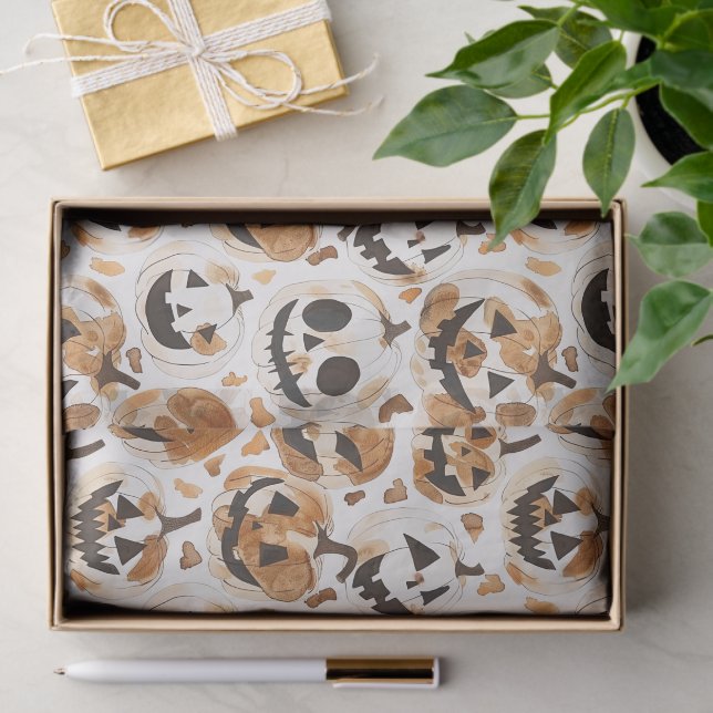 Halloween Western Cowboy Cowgirl Pumpkins Tissue Paper (Gift)