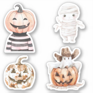 Halloween Western Cowboy Pumpkin Mummy Sticker