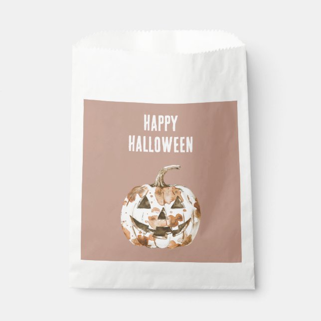 Halloween Western Cowgirl Cowboy Orange Pumpkin Favor Bag (Front)