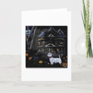 Halloween Westie Haunted house Card