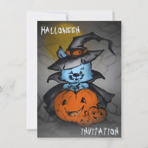 Halloween Westie Witch  Pumpkins Invitation