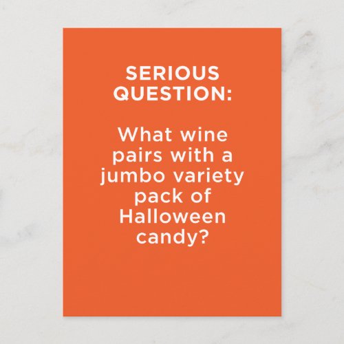 Halloween What pairs with Wine  Candy Postcard