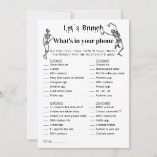 Halloween What's In Your Phone Brunch Party Game Invitation