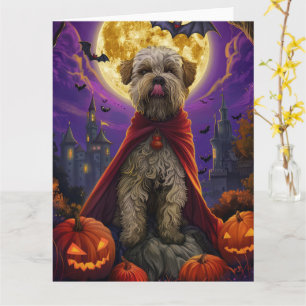 Halloween Wheaten Terrier Vampire Pumpkins Scary Card
