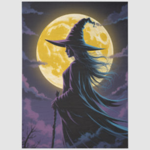 Halloween which stands against a full yellow moon tissue paper