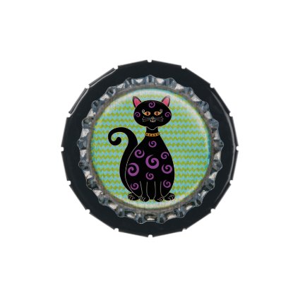 Halloween Whimsical Cat Bottle Cap Jelly Belly Candy Tins