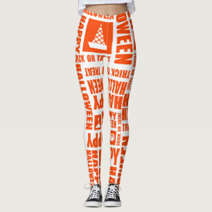 Halloween Whimsical Cool Typograph Orange Pattern Leggings
