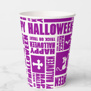 Halloween Whimsical Cool Typography Purple Paper Cups