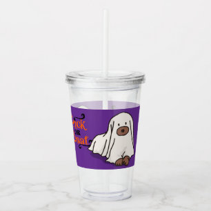 Halloween Whimsical Cute Ghost Dog Purple  Acrylic Tumbler