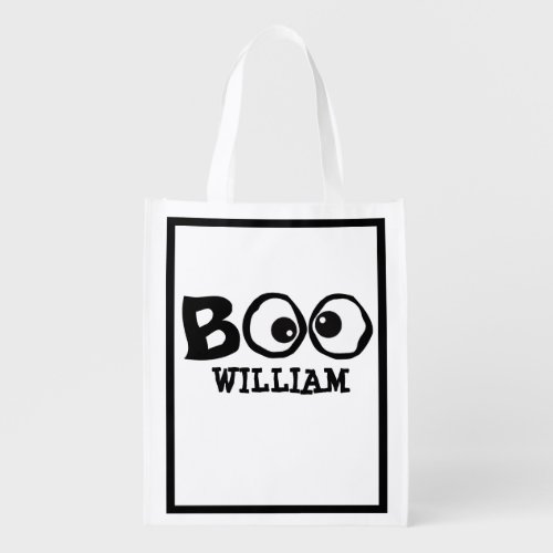 Halloween Whimsical Cute Simple Ghost Boo Eyes Grocery Bag