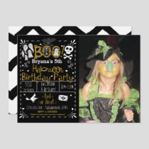 Halloween Whimsical Modern Birthday Party Photo Invitation