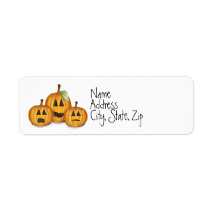 Halloween Whimsical Pumpkins Jack O'Lanterns Label