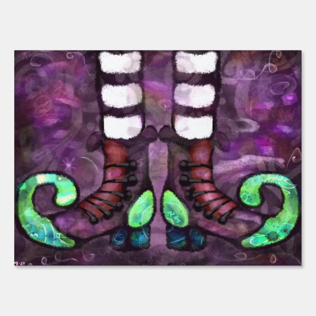 Halloween Whimsical Witch Boots Yard Flag Sign (Front)