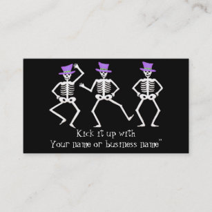 Halloween Whimsy Dancing Skeletons Purple Top Hat Business Card