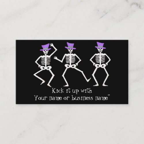 Halloween Whimsy Dancing Skeletons Purple Top Hat Business Card