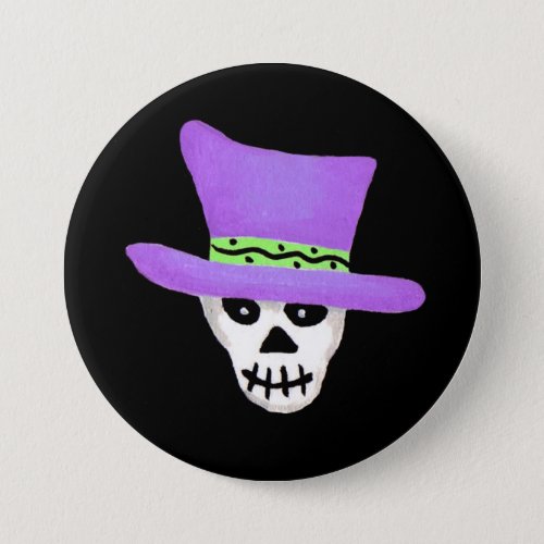 Halloween Whimsy Skeleton Skull Pin Badge