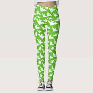 Halloween white bats green cool spooky pattern leggings