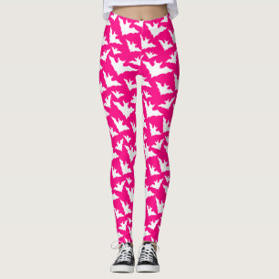 Halloween white bats hot pink cool spooky pattern leggings