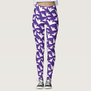 Halloween white bats purple cool spooky pattern leggings