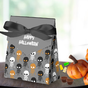 Halloween White Black Orange Skeleton Pattern Grey Favor Boxes