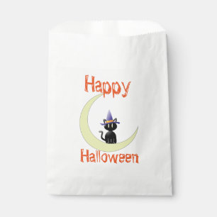 Halloween White Favor Bags/Black Cat Bag