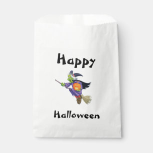 Halloween White Favor Bags/Flying Witch Bag