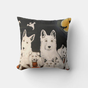 Halloween White German Shepherd Dog Family Pillow