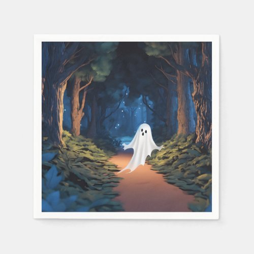 Halloween White Ghost In Forest Napkins