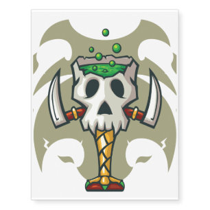 Halloween White Monster Skull Goblet Temporary Tattoos