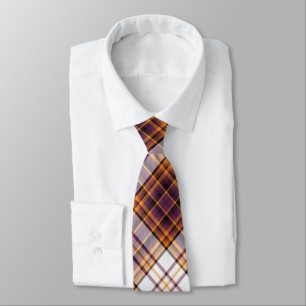 Halloween White, Purple & Orange Plaid Pattern Neck Tie