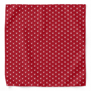 Halloween White Spiders on Dark Red Bandana