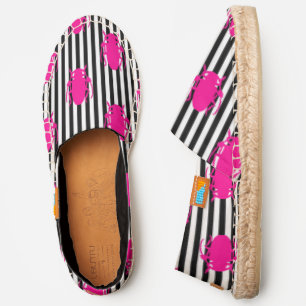 halloween white stripes beetle pink  espadrilles