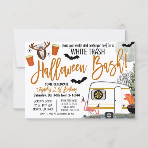 Halloween White Trash Bash Invitation