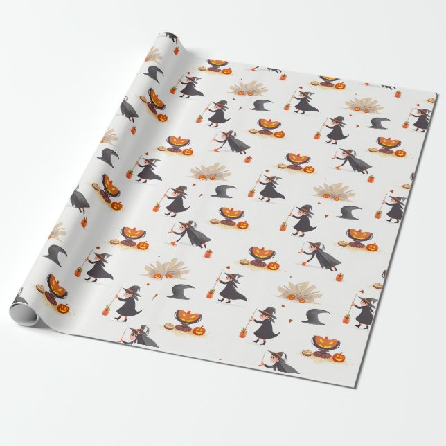Halloween white wrapping paper (Unrolled)