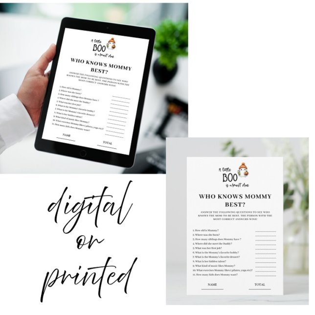 Halloween Who Knows Mom Best Baby Shower Game Card (Creator Uploaded)