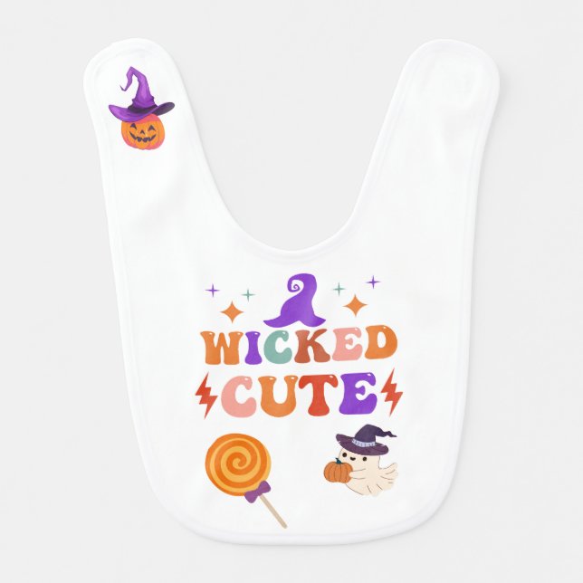 Halloween Wicked Cute Baby Bib, W Baby Bib (Front)