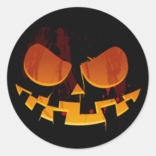 Halloween Wicked Jack_O_lantern Pumpkin Face Classic Round Sticker