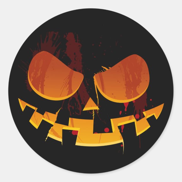 Halloween Wicked Jack-O-lantern Pumpkin Face Classic Round Sticker